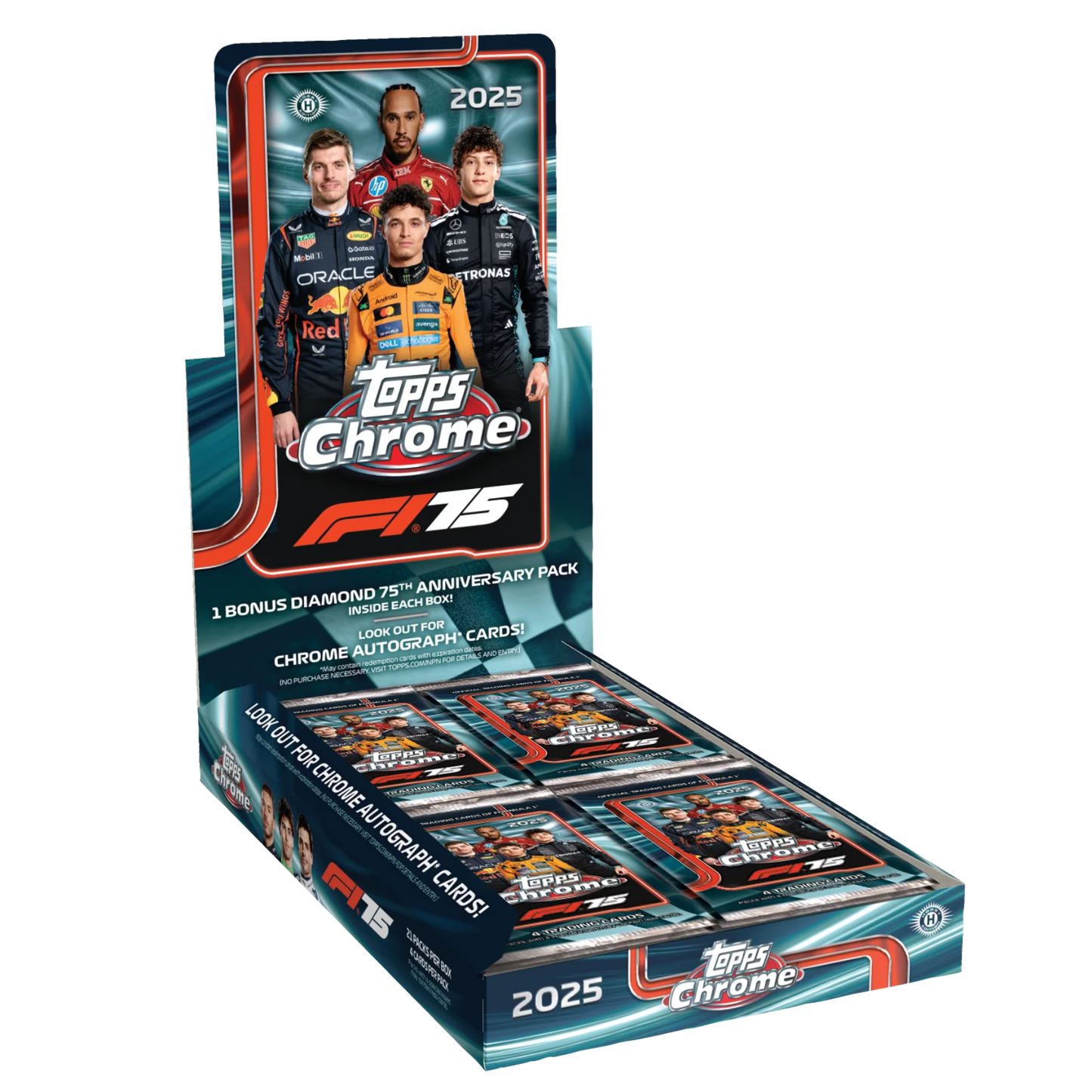 2025 Topps Formula 1 Chrome Hobby Box - Offizielle F1 Trading Card Box zum 75. Jubiläum