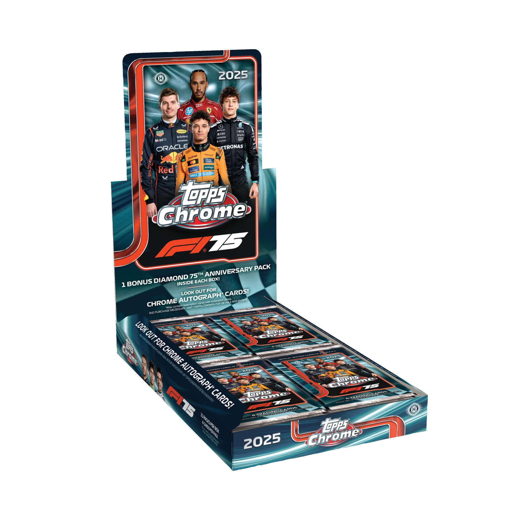 2025 Topps Formula 1 Chrome Hobby Box - Offizielle F1 Trading Card Box zum 75. Jubiläum