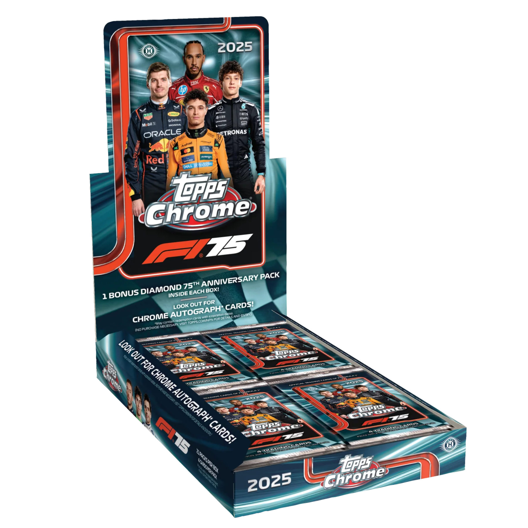 2025 Topps Formula 1 Chrome Hobby Box - Offizielle F1 Trading Card Box zum 75. Jubiläum