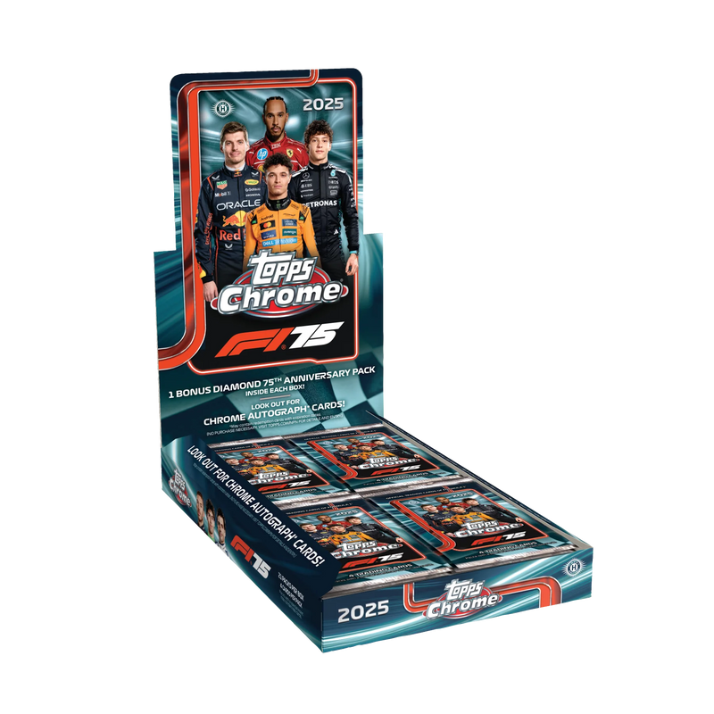 2025 Topps Formula 1 Chrome Hobby Box - Offizielle F1 Trading Card Box zum 75. Jubiläum
