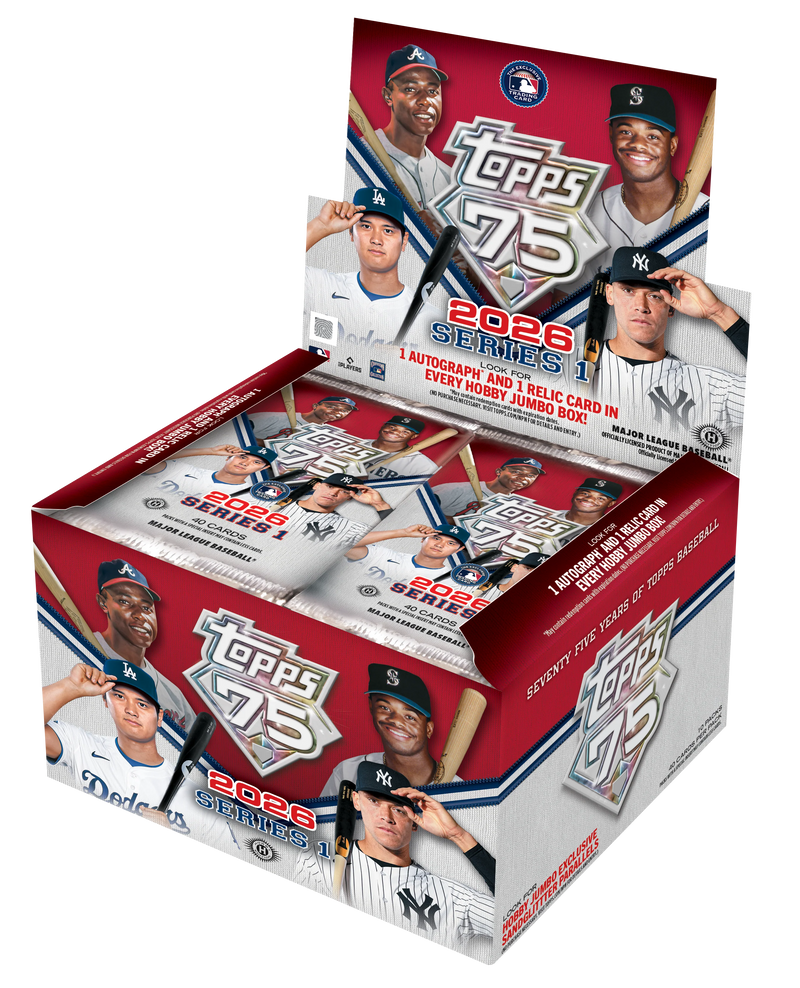 2026 Topps Baseball Series 1 Hobby Jumbo Box - Offizielle MLB Trading Card Box zum 75. Jubiläum