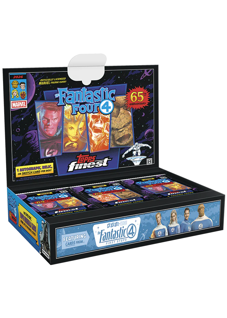 2026 Topps Finest Fantastic Four Hobby Box - Geöffnete Trading Card Box mit Packs