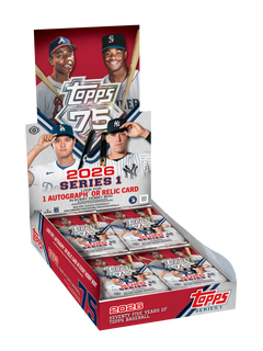 2026 Topps Series 1 Baseball Hobby Box - Geöffnete Jubiläums-Box zum 75. Jahrestag mit Packs