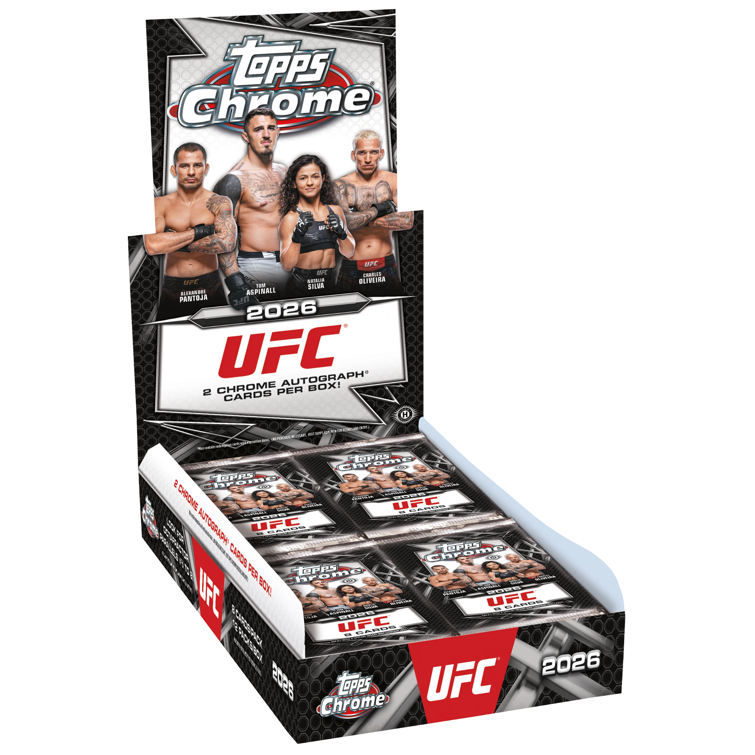 2026 Topps Chrome UFC Hobby Box - Offizielle MMA Trading Card Box mit 2 Autogramm-Garantie