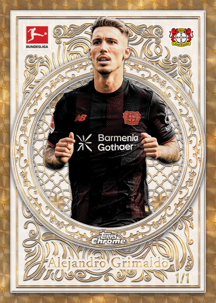 Topps Chrome Bundesliga 2025/26 - Alejandro Grimaldo Karte in Gold-Optik 1/1