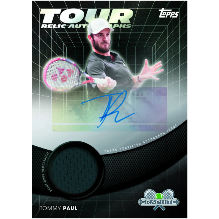 2026 Topps Graphite Tennis - Tommy Paul Tour Disk Autographs Relic Karte mit Tennisball-Material