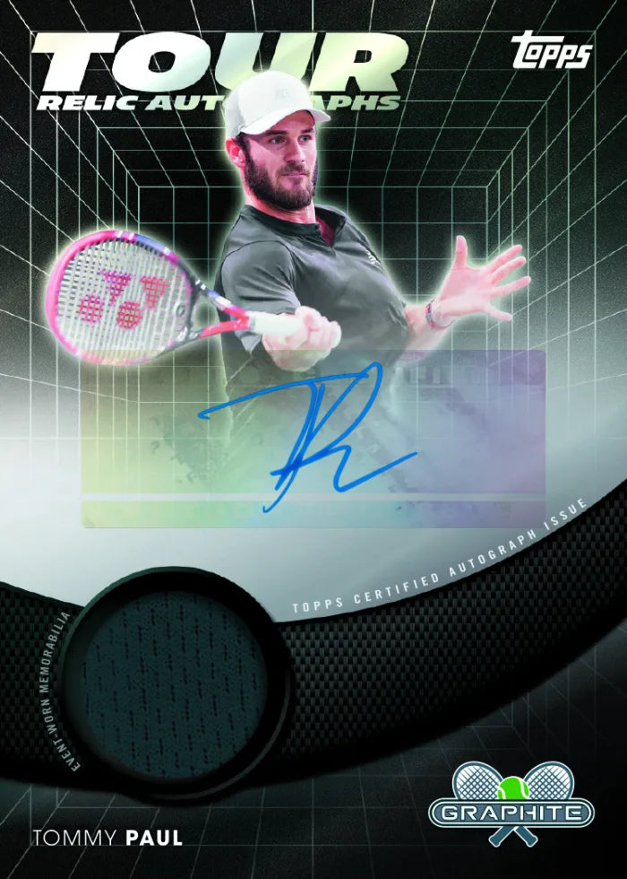 2026 Topps Graphite Tennis - Tommy Paul Tour Disk Autographs Relic Karte mit Tennisball-Material