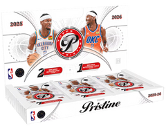 Topps Pristine Basketball 2025/26 Hobby Box – geöffnetes weisses Display mit Basketballspieler