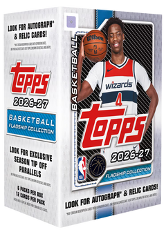 2026/27 Topps Flagship Basketball Value Box – hochformatige Verpackung mit Basketballspieler und Season-Tip-Off-Aufdruck