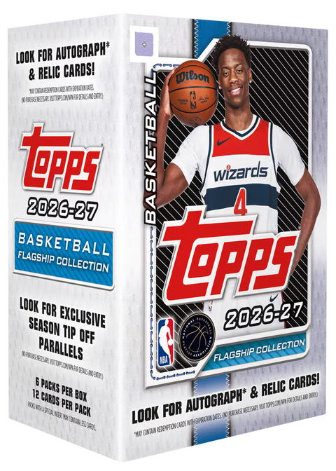2026/27 Topps Flagship Basketball Value Box – hochformatige Verpackung mit Basketballspieler und Season-Tip-Off-Aufdruck