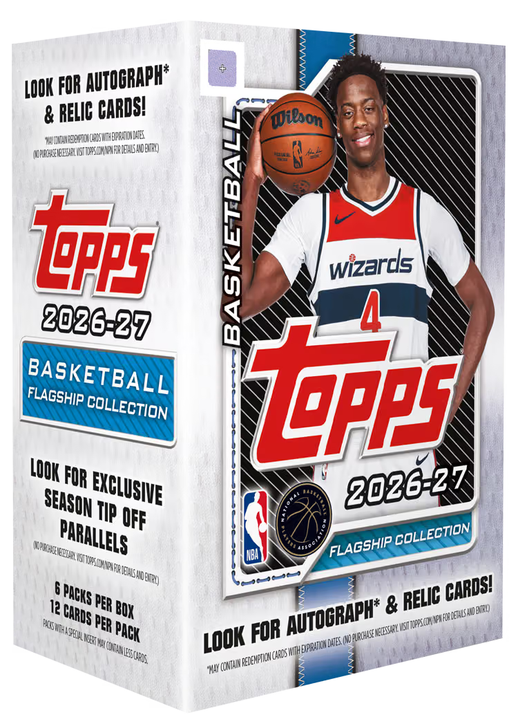 2026/27 Topps Flagship Basketball Value Box – hochformatige Verpackung mit Basketballspieler und Season-Tip-Off-Aufdruck