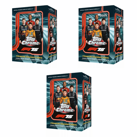 Drei 2025 Topps Chrome Formula 1 Value Boxen