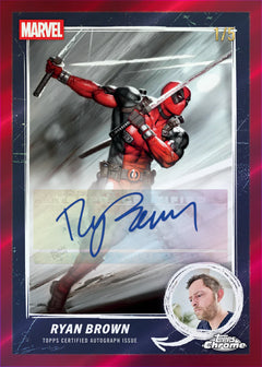 2025 Topps Chrome Deadpool - Ryan Brown Autogrammkarte mit Deadpool Comic Artwork