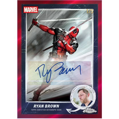 2025 Topps Chrome Deadpool - Ryan Brown Autogrammkarte mit Deadpool Comic Artwork