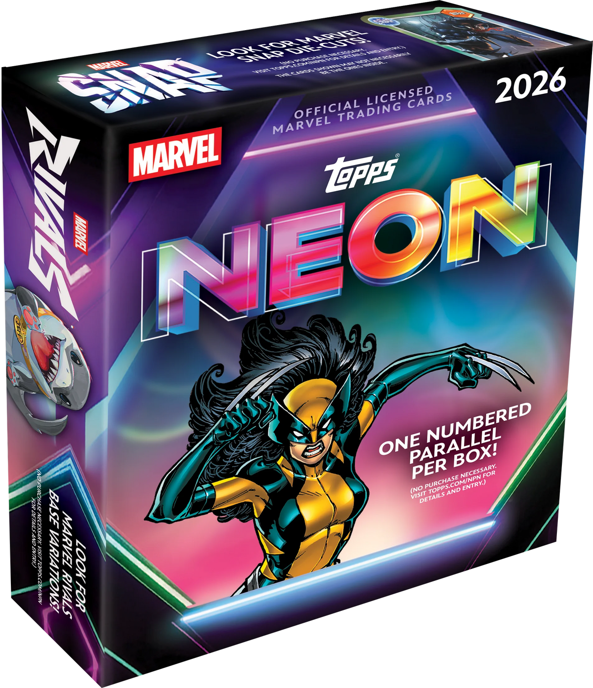 2026 Topps Neon Marvel Mega Box – Verpackung mit Marvel-Comicfigur und Neon-Schrift