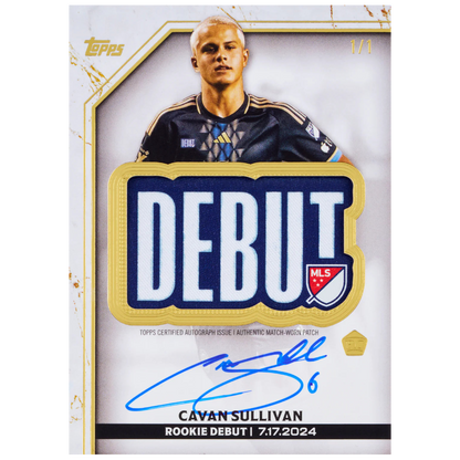 Topps Chrome MLS 2025 - Cavan Sullivan Debut Patch Autogramm Karte
