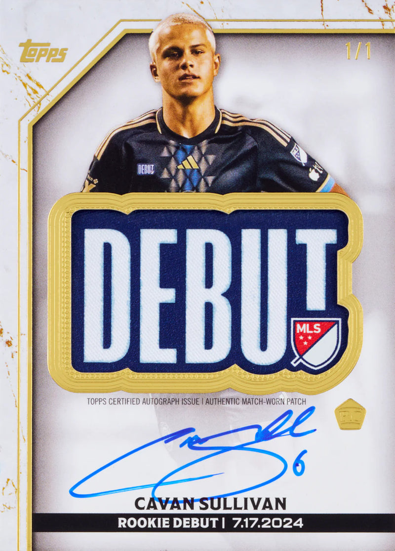 Topps Chrome MLS 2025 - Cavan Sullivan Debut Patch Autogramm Karte