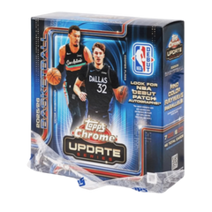 Topps Chrome Updates Basketball 2025/26 Mega Box (Unsealed) – blaue Verpackung mit geöffneter äusserer Folie