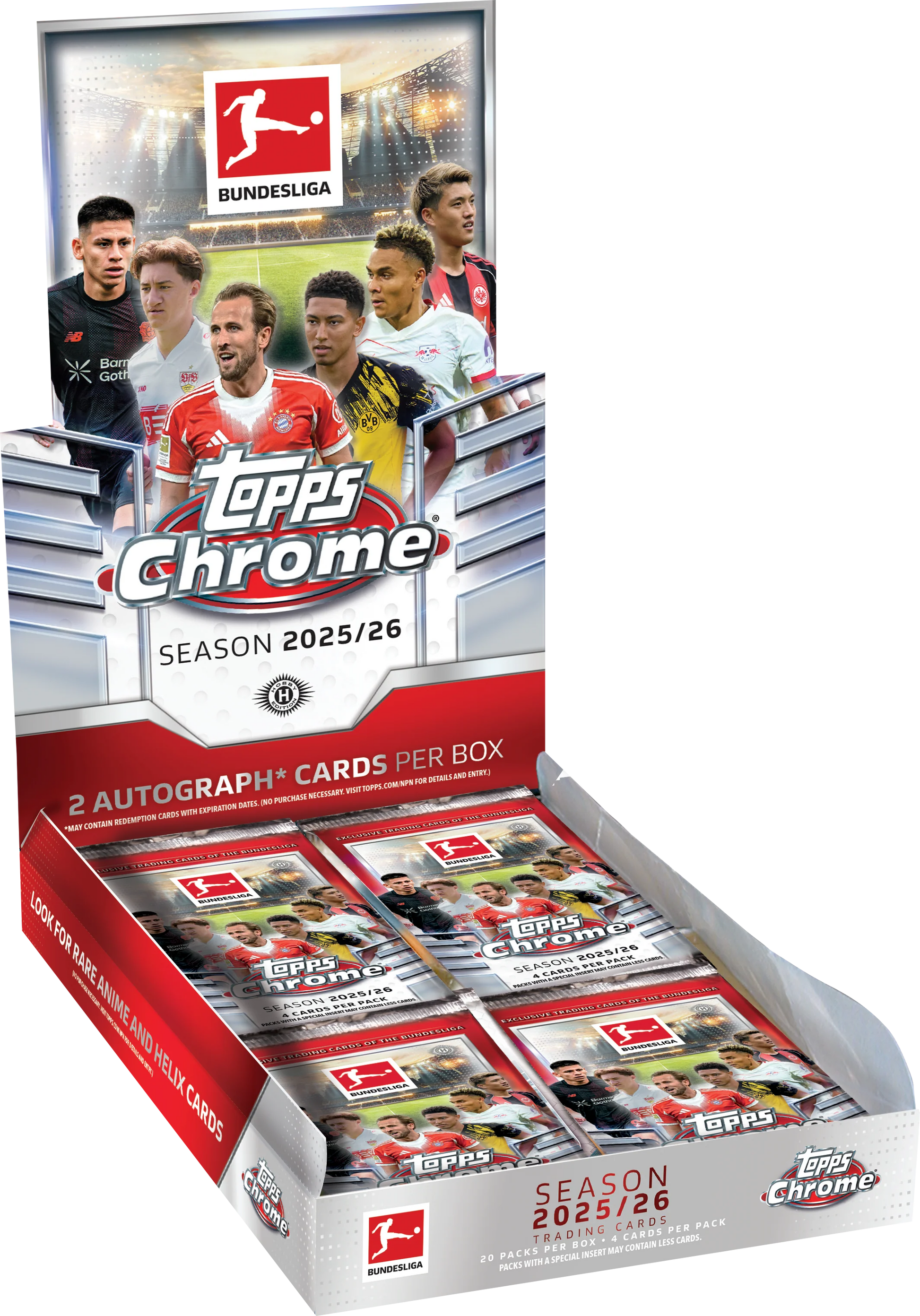Topps Chrome Bundesliga 2025/26 Hobby Box - Offizielle Trading Card Box der deutschen Fussball-Bundesliga
