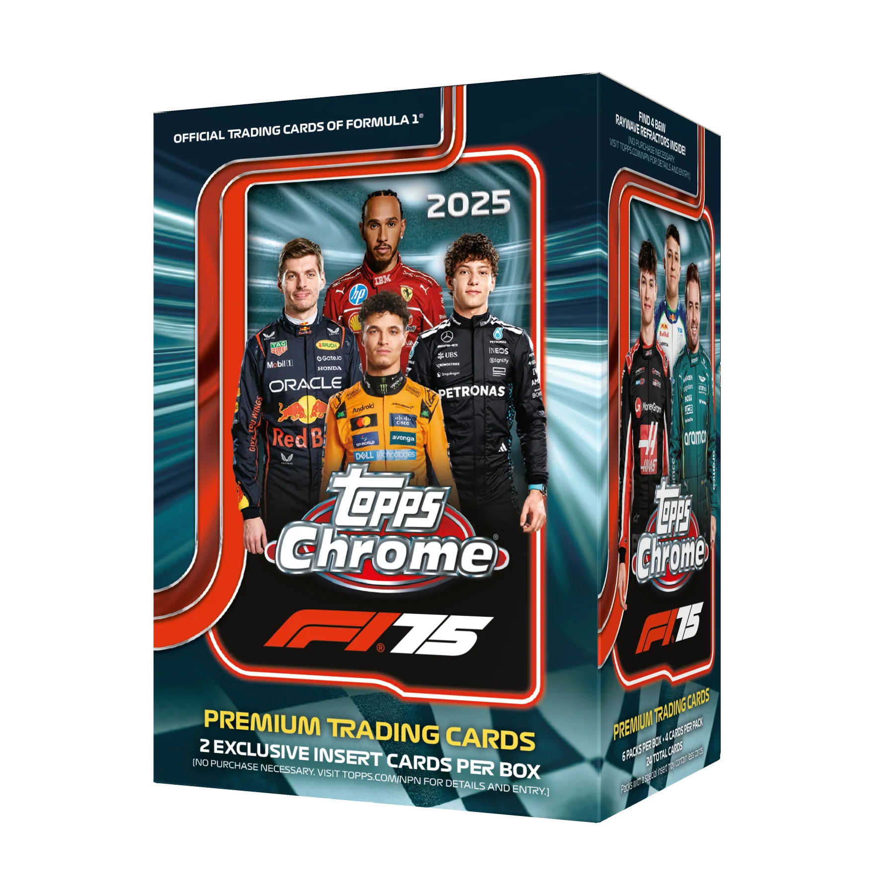 Topps Chrome Formula 1 2025 Value Box - Offizielle F1 Trading Card Box mit Lewis Hamilton und Max Verstappen Motiv