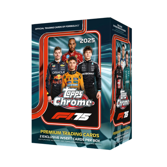 Topps Chrome Formula 1 2025 Value Box - Offizielle F1 Trading Card Box mit Lewis Hamilton und Max Verstappen Motiv