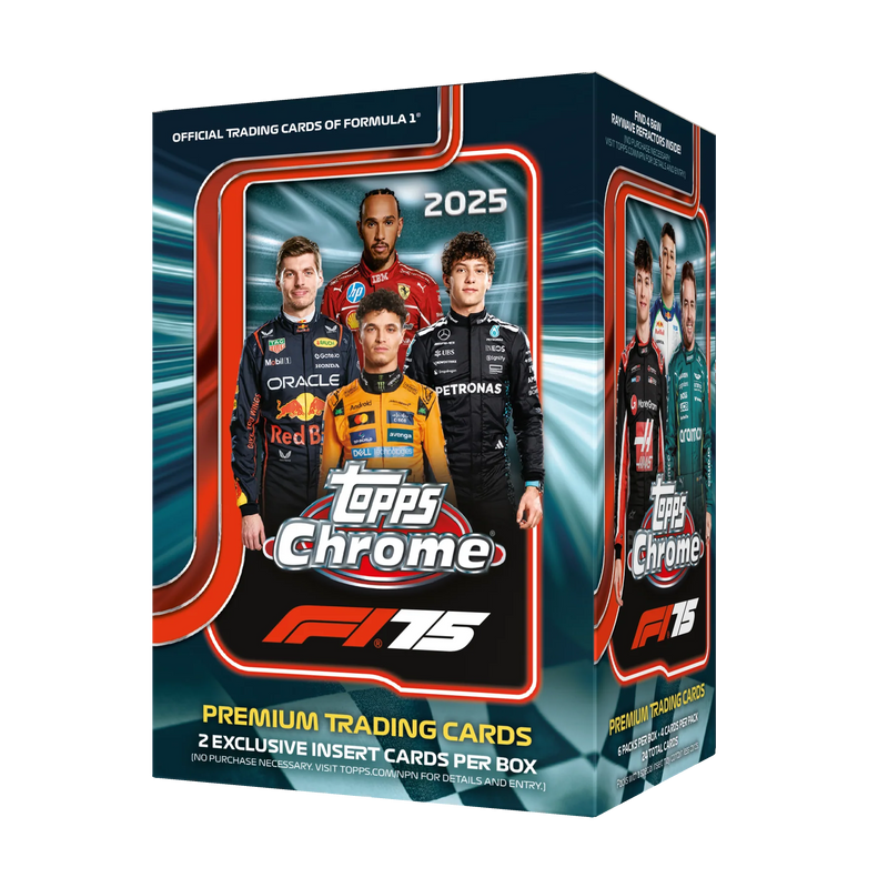 Topps Chrome Formula 1 2025 Value Box - Offizielle F1 Trading Card Box mit Lewis Hamilton und Max Verstappen Motiv