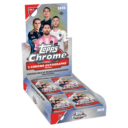 Topps Chrome MLS 2025 Hobby Box - Offizielle Major League Soccer Trading Card Box mit Lionel Messi Motiv