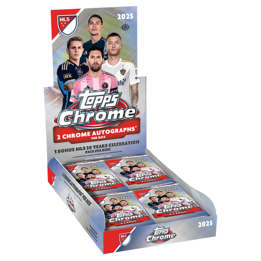 Topps Chrome MLS 2025 Hobby Box - Offizielle Major League Soccer Trading Card Box mit Lionel Messi Motiv